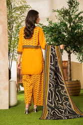 Lime Light Mustard Yellow – Digital Printed Chamki Lawn Shirt with Dupatta & Trouser (U2503)